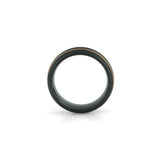 8mm black tungsten ring brushed finish with two gold grooved lines wedding band