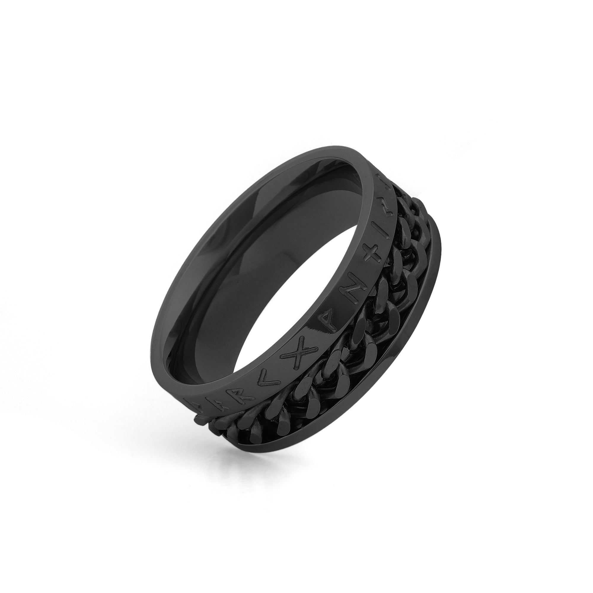black fidget ring cuban chain rotating band