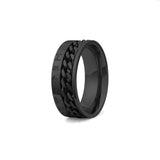 black cuban chain spinner ring 8mm rune engraving