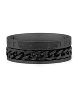 Front view of black Viking rune fidget ring