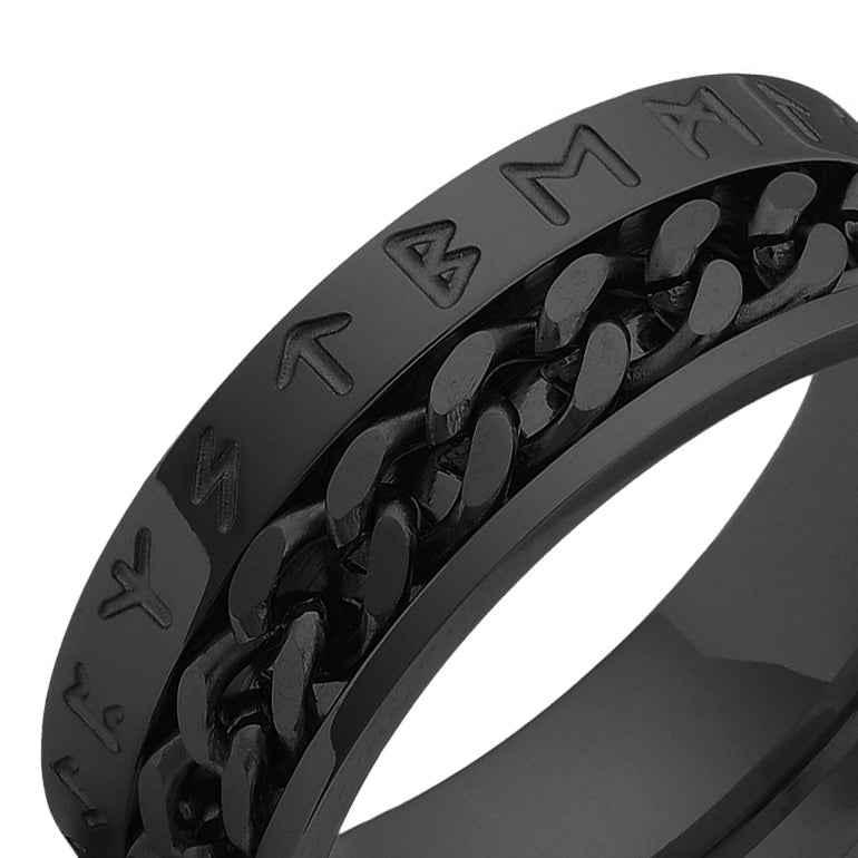8mm black spinner ring cuban chain detail