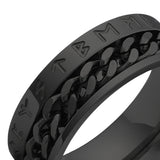8mm black spinner ring cuban chain detail