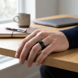 black cuban chain spinner ring 8mm rune engraving on hand