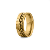 gold cuban chain spinner ring 8mm rune engraving