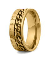 Gold Viking rune spinner fidget ring for men, 8mm band