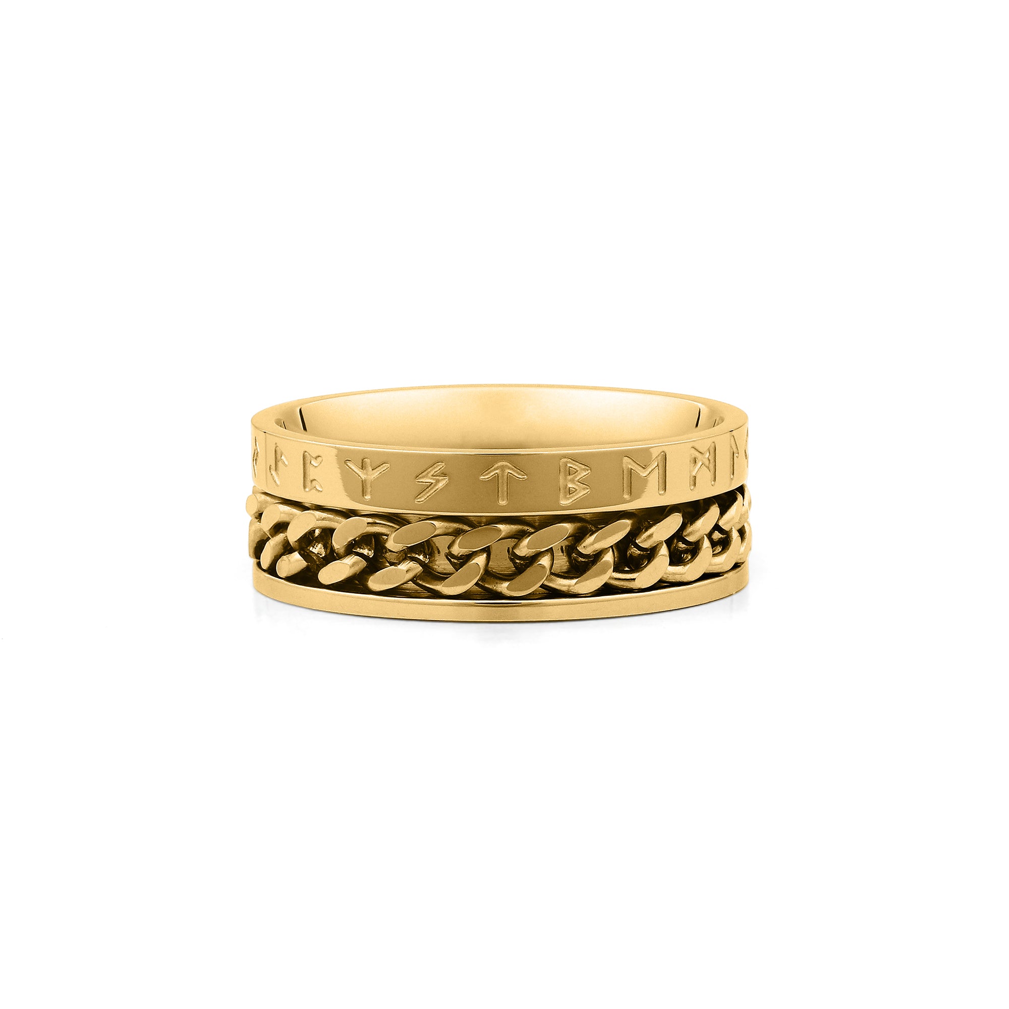 gold fidget ring cuban chain rotating band