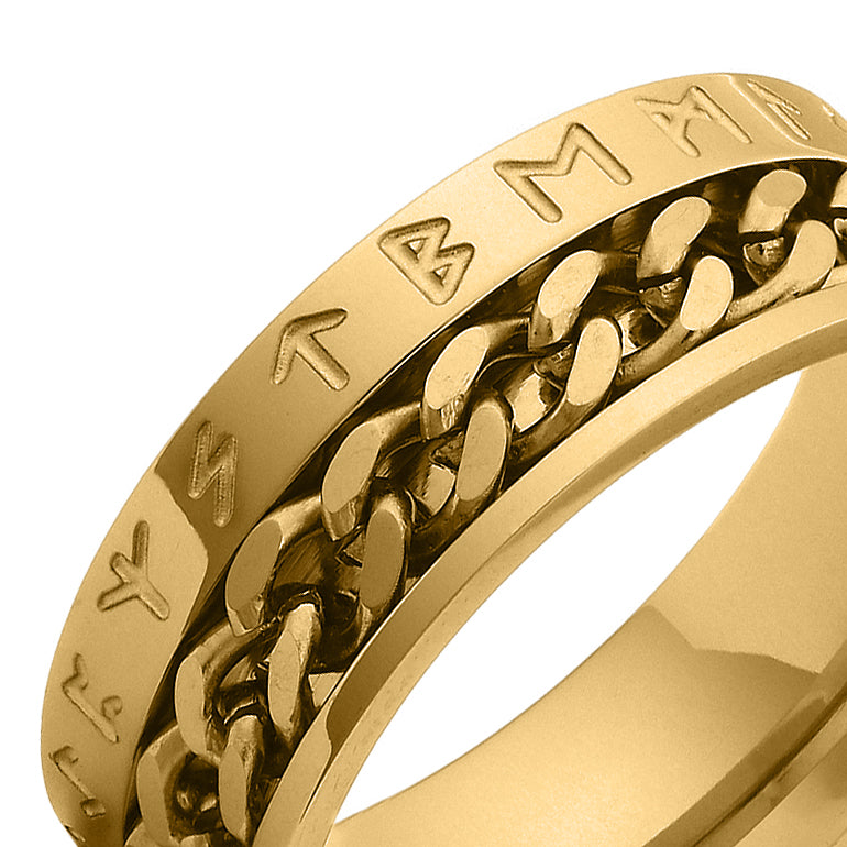 gold fidget ring cuban chain rotating band