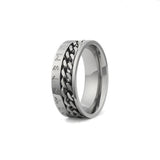 silver cuban chain spinner ring 8mm rune engraving