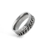 rune engraved spinner ring silver rotating chain band