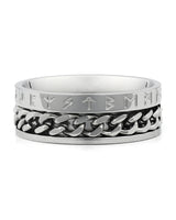 Front view of silver Viking rune fidget ring