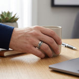 silver cuban chain spinner ring 8mm rune engraving on hand