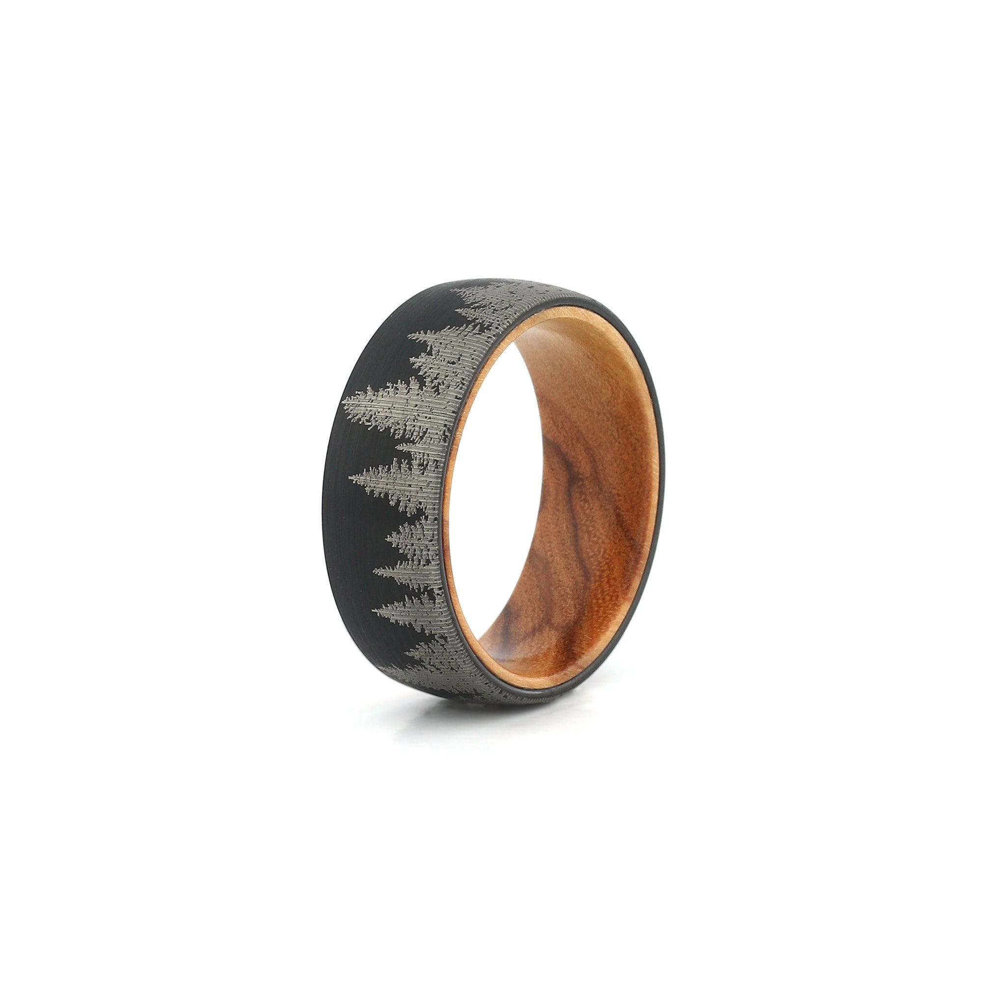 black tungsten mens wooden wedding band
