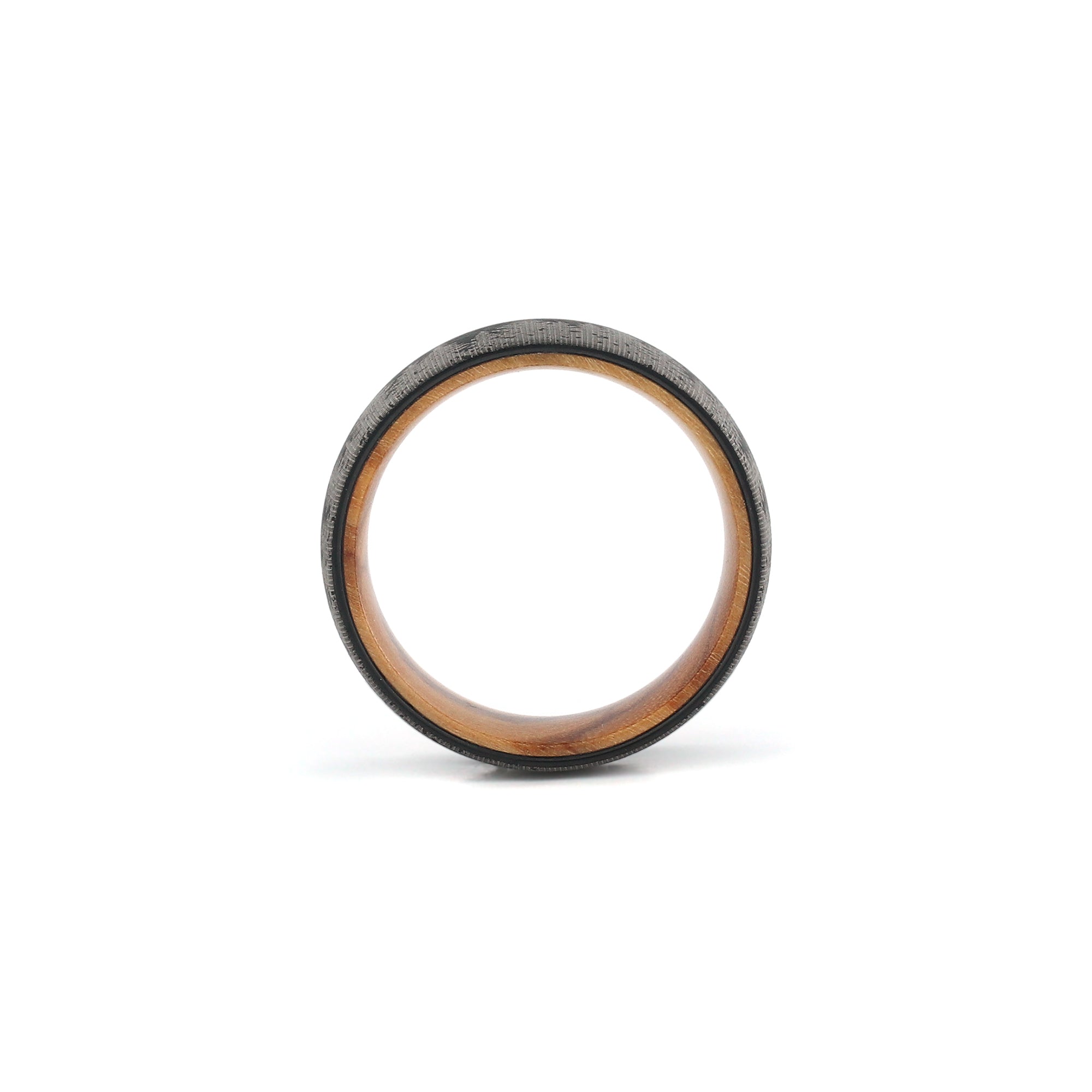 black tungsten mens wooden wedding band
