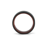 mens wooden wedding band hammered black tungsten
