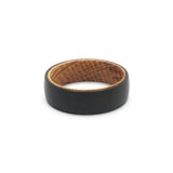 dome shape tungsten and oak mens wedding ring flat view