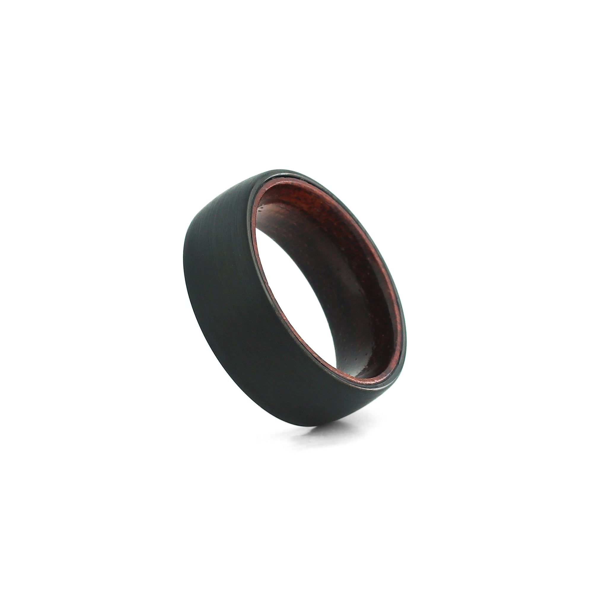 black tungsten wood ring mens wedding band